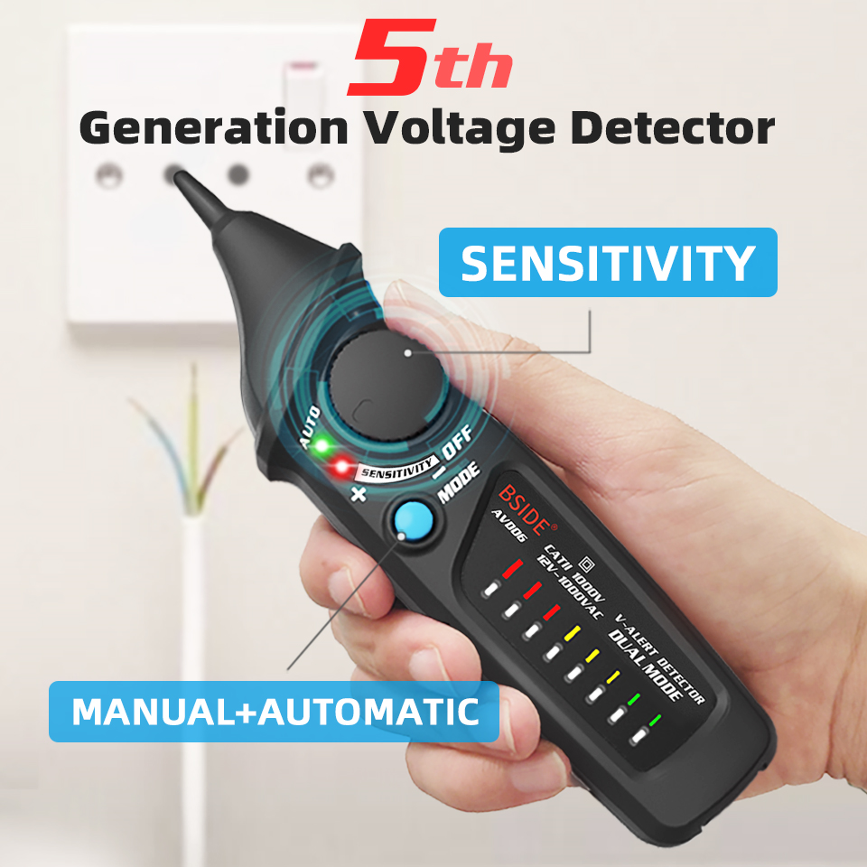 BSIDE AVD06 Dual Mode Nicht-Kontakt Spannungsdetektor AC 12-1000V Auto/Manual NCV Tester Live Wire Check Sensitivity Adjustable