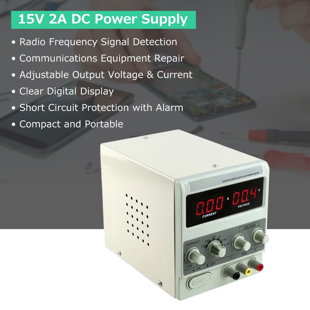 BK-1502DD DC Netzteil Variable 15V 2A Digital Display Einstellbare Schaltung Regulierte Stromversorgung für Handy Laptop Reparatur