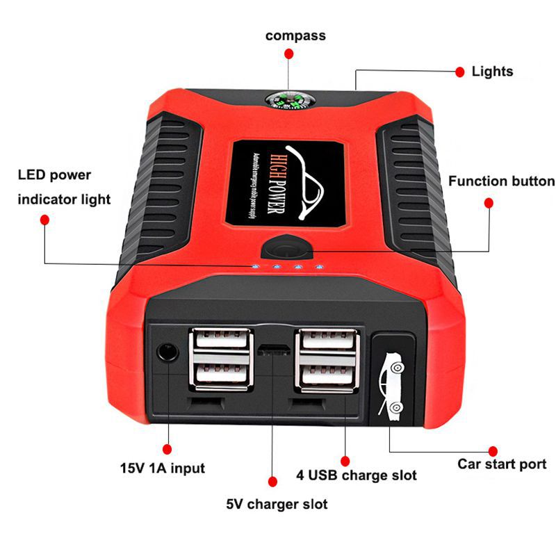 Car Jump Starter Power Bank 20000mA 600A 12V Ausgang Portable Notbehelf Ladegerät für Autos Booster Akku Startgerät