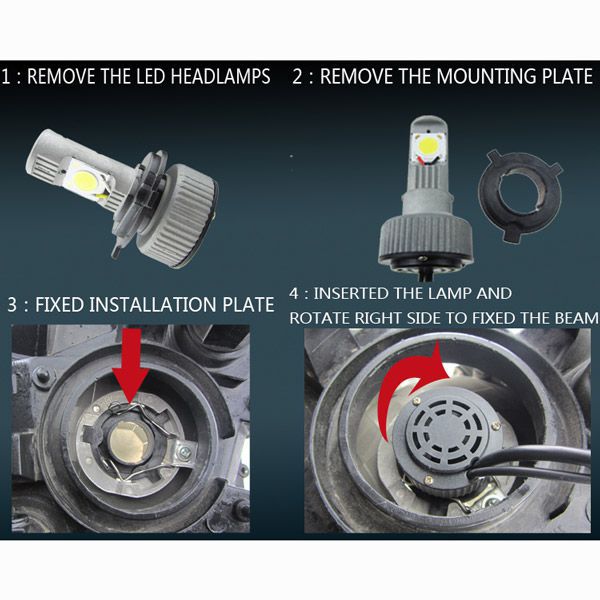 Universal Car Truck H4 3600LM 70W LED HeadLight H/L Beam Lampe 6000K 7500K integriert