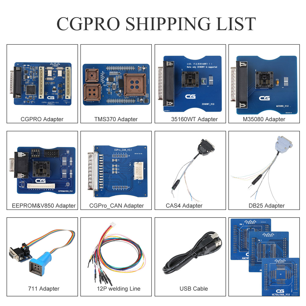 CG Pro 9S12 Programmer Full Version with All Adapters including New CAS4 DB25 and TMS370 Adapter