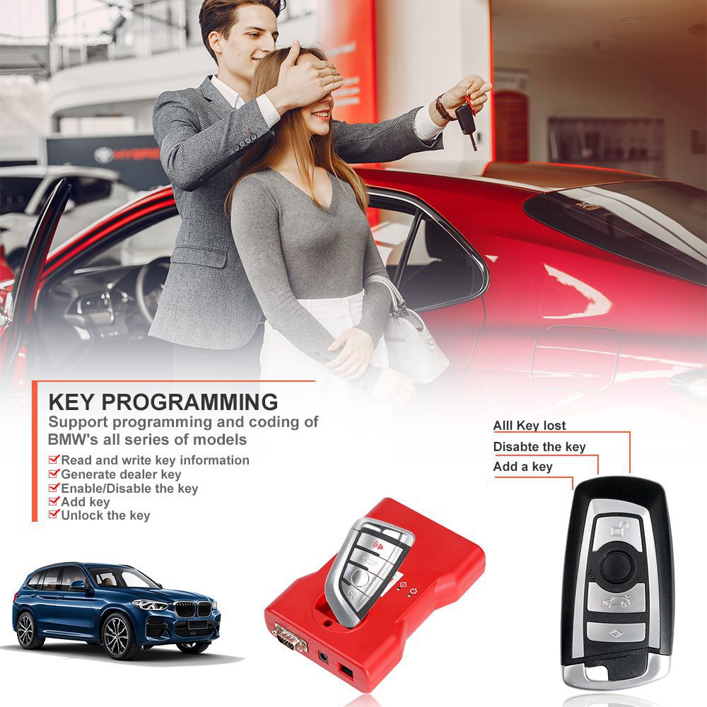 CGDI BMW Key Programmer Vollversion Total 24 Autorisierungen Erhalten Sie freies Lesen 8-Fuß Adapter und BMW OBD Kabel