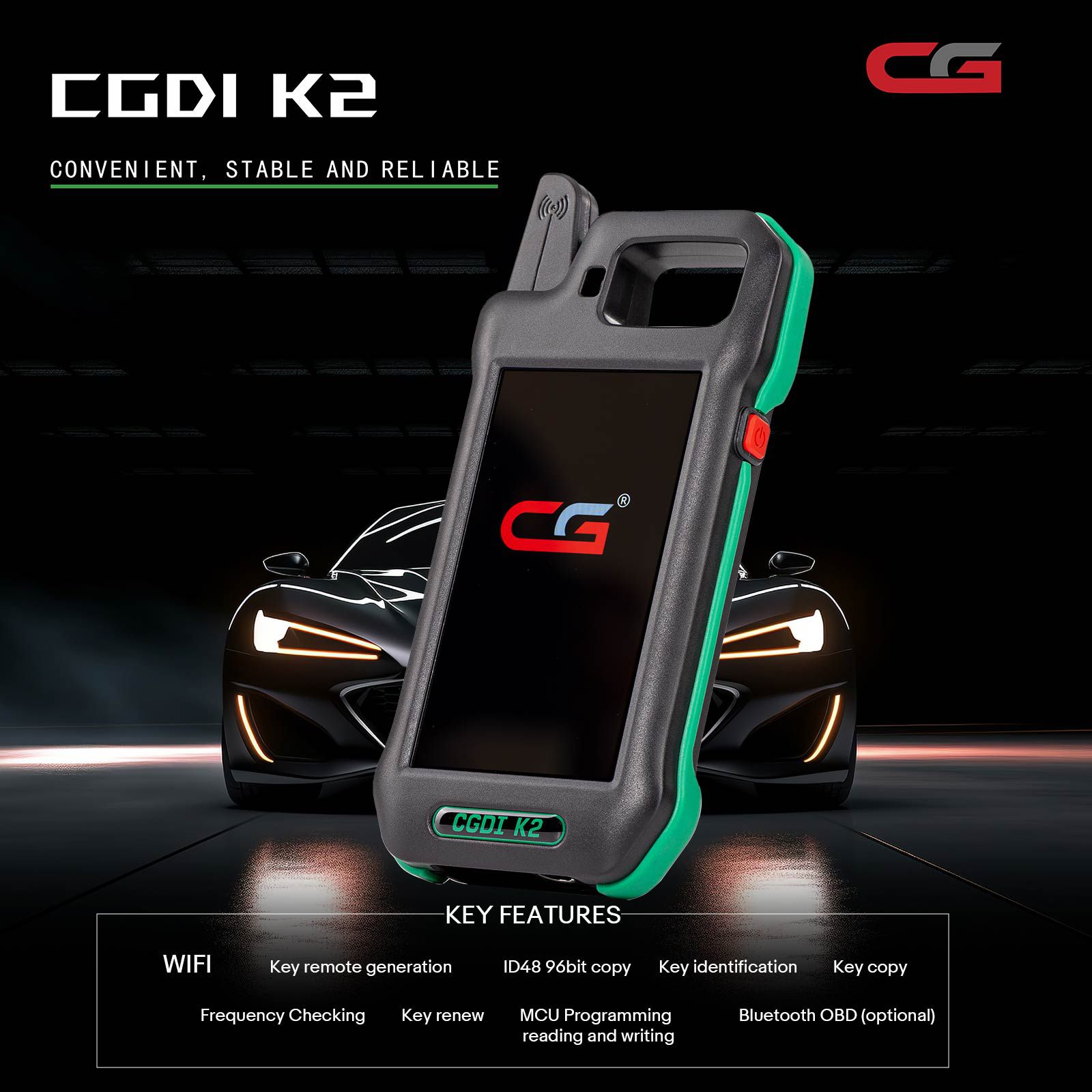 2025 Wifi CGDI K2 Auto Schlüssel Entsperren Werkzeug Smart Schlosser Schlüssel Werkzeug Remote Generator Unterstützung 96Bit ID48 Kopie Holen Sie sich kostenlos erneuern Kabel