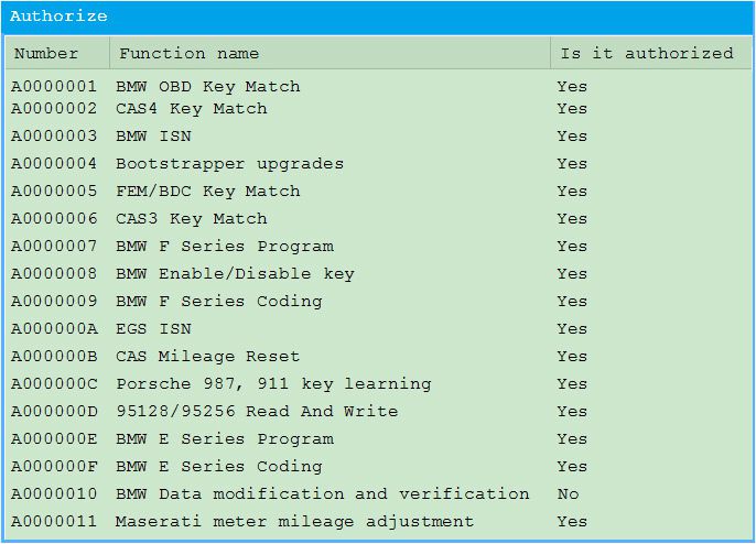 Funktionsliste der CGDI Prog BMW MSV80 BMW CGDI Prog Car Key Programmierer