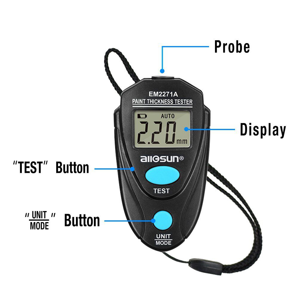 EM2271A Digital Thickness Gauge Coating Meter Fe/NFe 0,00-2.20mm für Car Thickness Meter Russisches Handbuch