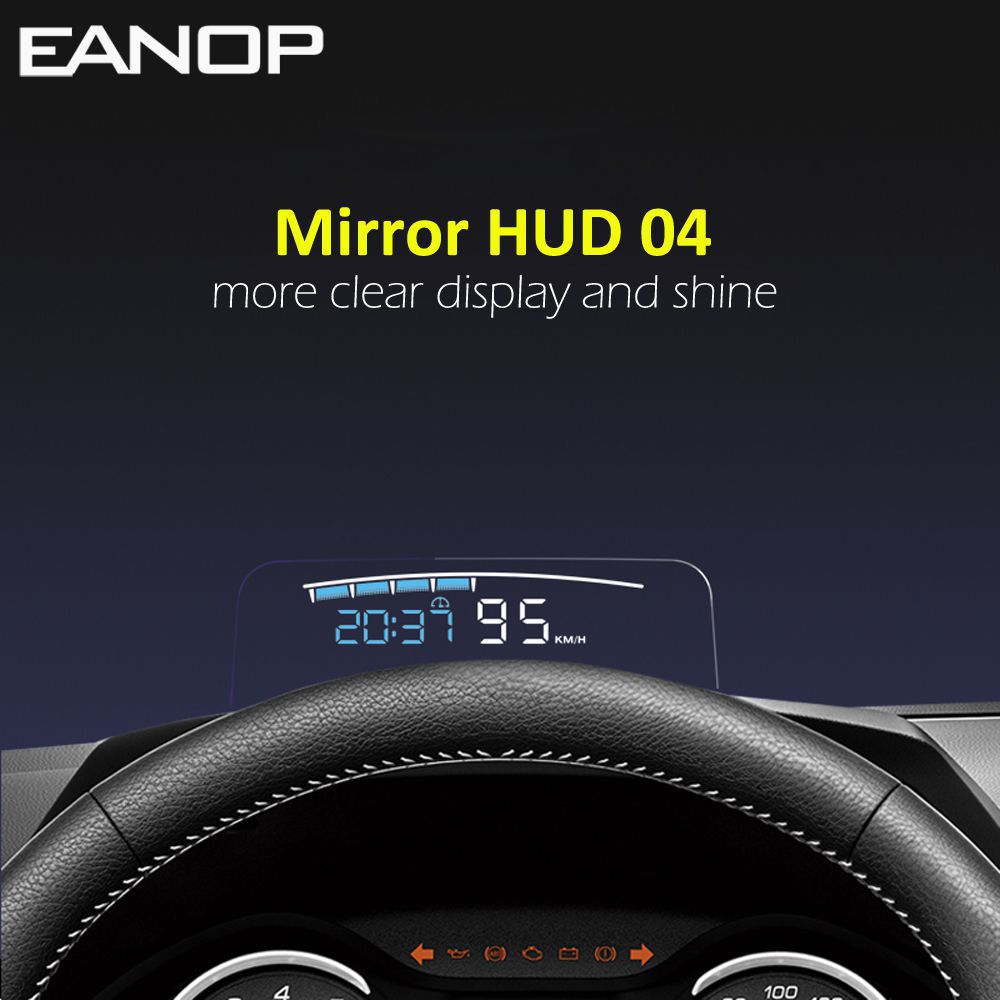 EANOP HUD Mirror 04 Car Head Up Display OBD2 Windshield Speed Projector Security Alarm Wassertemperatur Overspeed RPM Spannung