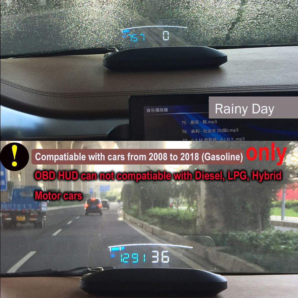 EANOP HUD Mirror 04 Car Head Up Display OBD2 Windshield Speed Projector Security Alarm Wassertemperatur Overspeed RPM Spannung