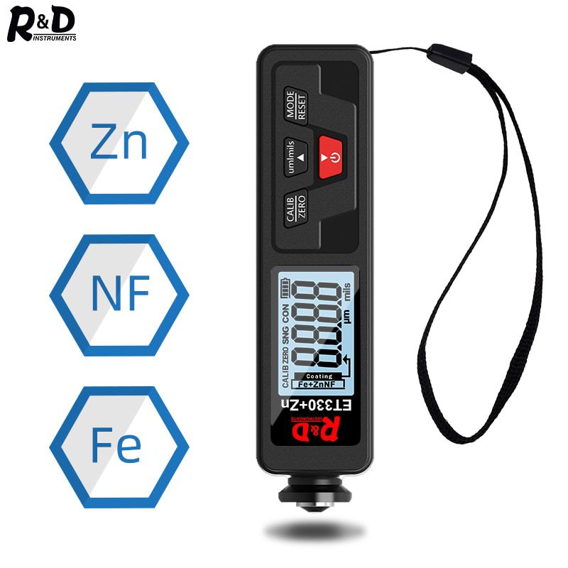 R&D ET330 Car Paint Thickness Gauge Electroplate Metal Coating Thickness Gauge for Car 0-1500um Fe& NFe Coating Meter