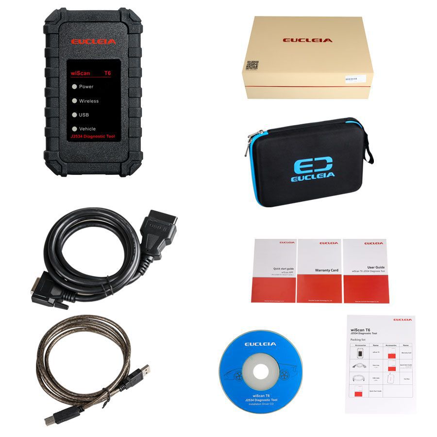 EUCLEIA wiScan T6 J2534 Diagnostic Tool Wireless VCI for TabScan S7W/ TabScan S8