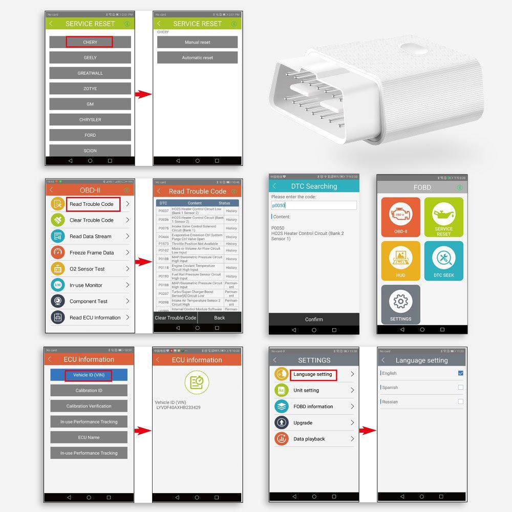 FCAR FVAG Scan Tool Full-System Diagnose Tool Full Function OBDII Scanner for Android & IOS Phone