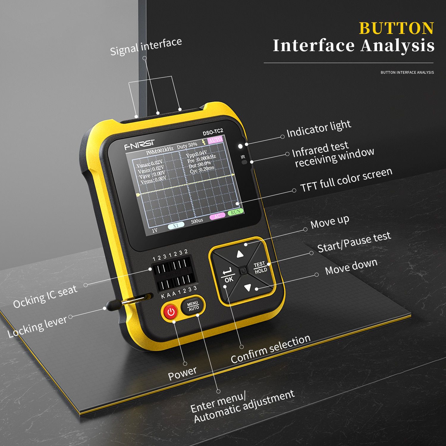 FNIRSI DSO-TC2 Portable Digital Oszilloskop Transistor Tester 2-in-1 Multifunktionsmultimeter Diode Spannung LCR Detect PWM Out