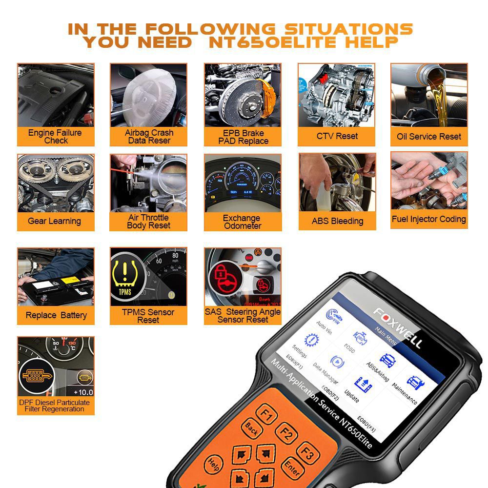 Foxwell NT650 Elite Multi-Application OBD Service Tool mit 11 Special Functions