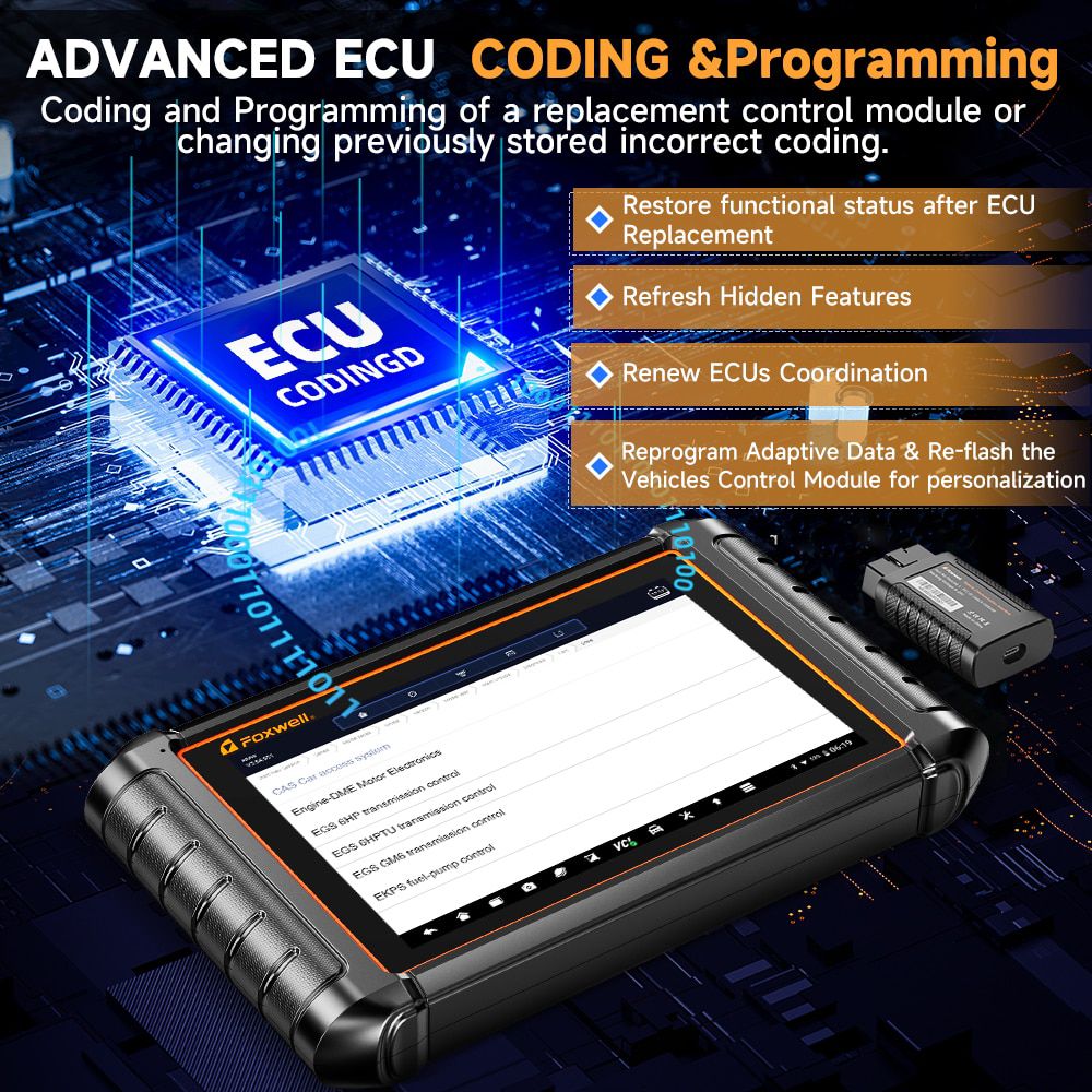 2023 FOXWELL NT909 OBD2 Bidirektionaler Scanner ECU Codierung Alle System Auto Diagnosewerkzeuge CAN-FD/DOIP FCA AutoAuth Scanner