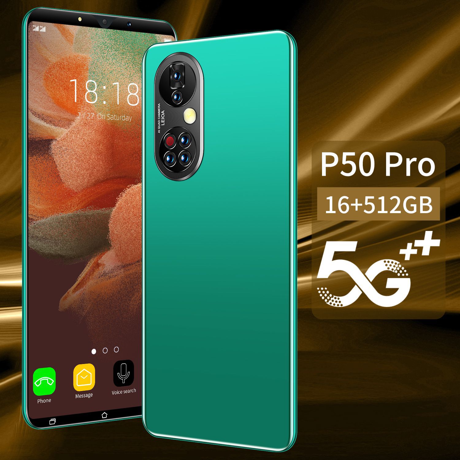 Global Version P50 Pro 5.3 Inch Smartphone 12G+512G Android Phone 4950mAh Face Unlock Mobilelephone Unterstützt Google GPS 5G Phone