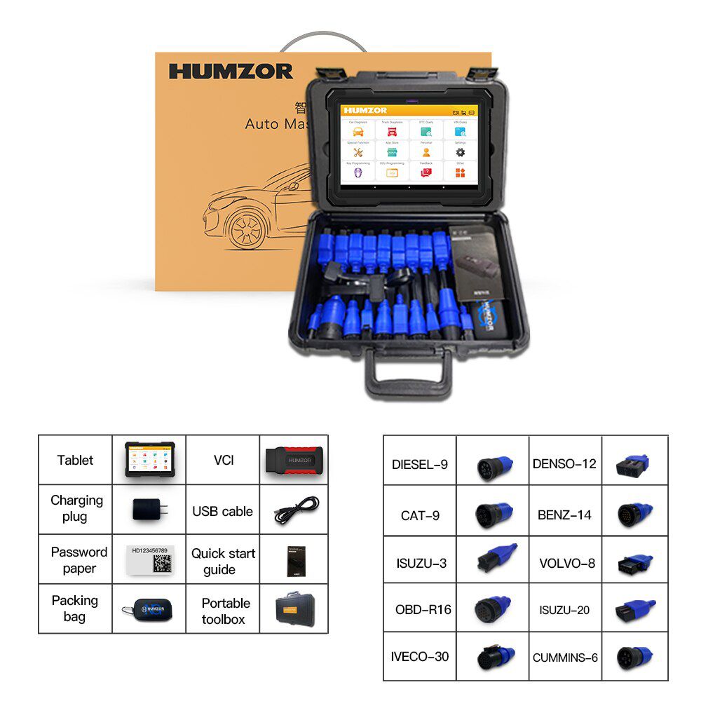 HUMZOR ND666 Elite OBD2 Auto Diagnose Scanner ausgerüstet mit 19 Wartungsfunktionen Alle System Diagnose