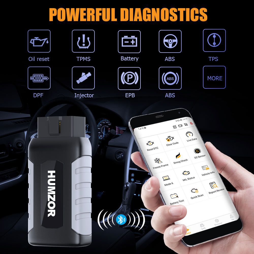 Humzor NexzDAS ND106 Bluetooth Special Function Resetting Tool auf Android & IOS für ABS, TPMS, Oil Reset, DPF