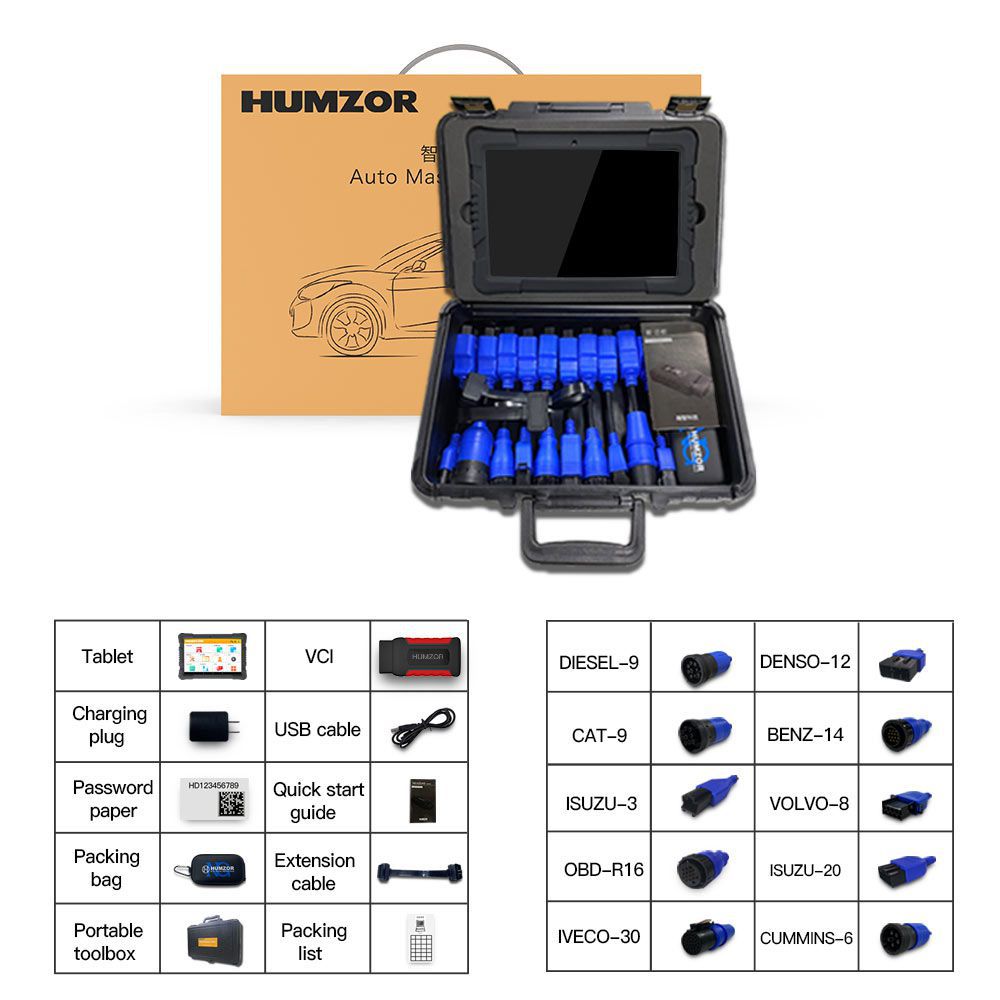 Humzor NexzDAS ND606 Plus Benzin und Diesel Integrierte Auto Diagnose Tool OBD2 Scanner für beide Autos und Heavy Duty Trucks