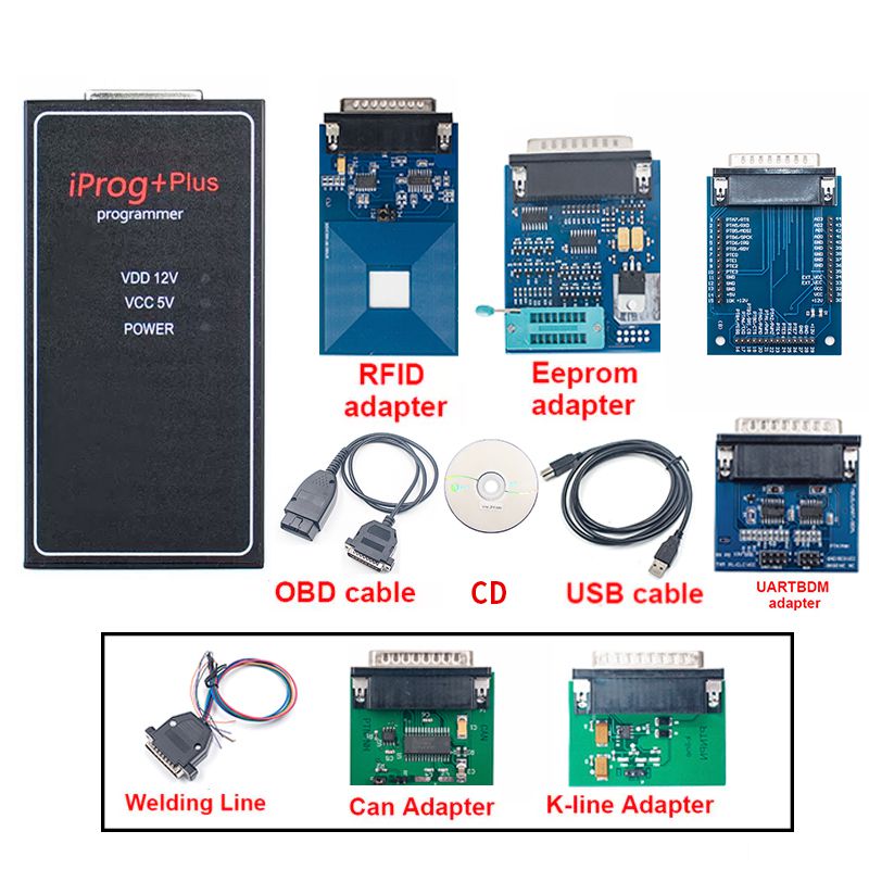 2022 iprog pro V87 Full Iprog + Plus 777 with 6 adapters 3in1 IMMO/Mileage/Airbag Reset EEPROM OBD2 Auto Key Programmer Tool