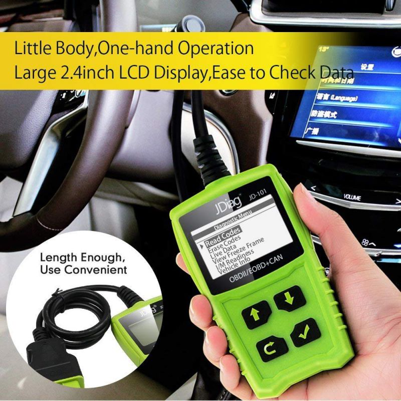 JDiag JD101 Code Reader Engine Scan Tool Check Engine Light Car Diagnostic Tool OBD2 Scanner Automotiz Mit Battery Test