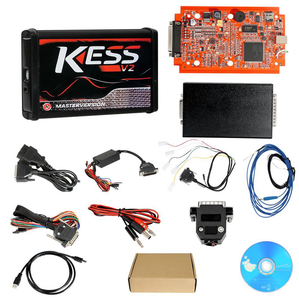 Kess V2 V5.017 Online Version V2.80 für 140 Protokoll V2.25 KTAG 7.020 Firmware Red PCB mit Breakout Box Plus GT107 DSG Getriebe Daten Adapter