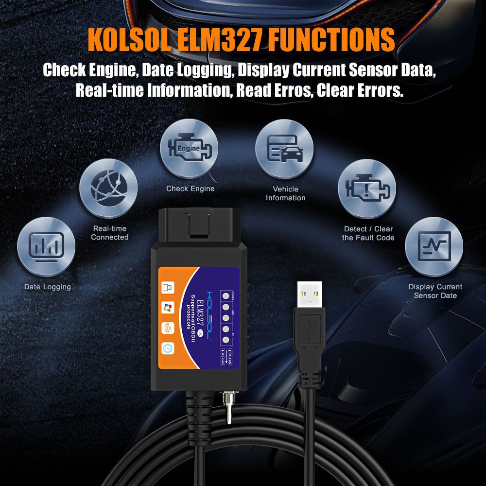 KOLSOL ELM327 USB V1.5 mit Schalter modifiziert für Ford ELMconfig Forscan CH340+25K80 Chip HS-CAN / MS-CAN