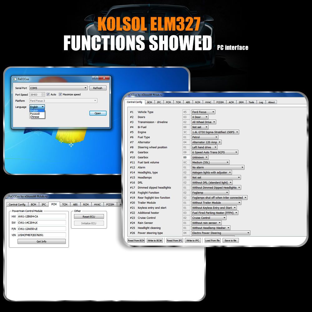 KOLSOL ELM327 USB V1.5 mit Schalter modifiziert für Ford ELMconfig Forscan CH340+25K80 Chip HS-CAN / MS-CAN