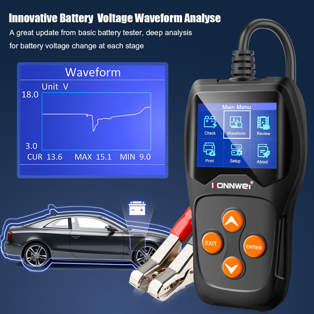 KONNWEI KW600 Car Battery Tester 12V 100 bis 2000CCA 12 Volt Battery Tools für die Auto Quick Cranking Diagnose