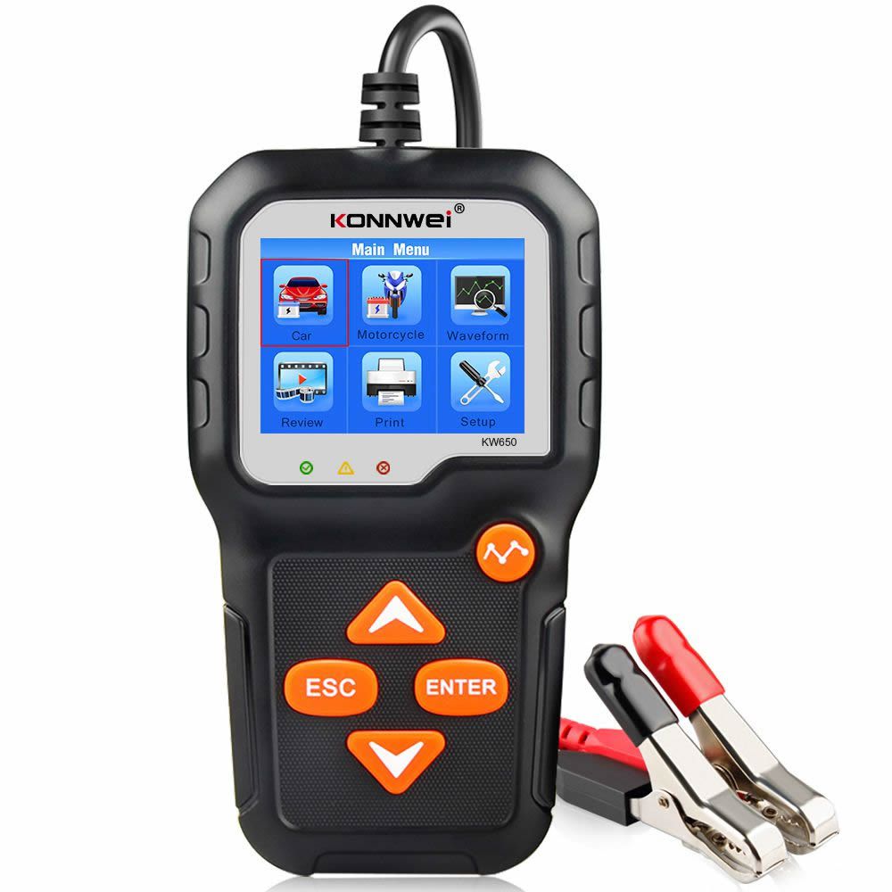 KONNWEI KW650 Car Motorcycle BatteryTester 12V 6V Battery System Analyzer 2000CCA Ladekrankprüfwerkzeuge für das Auto