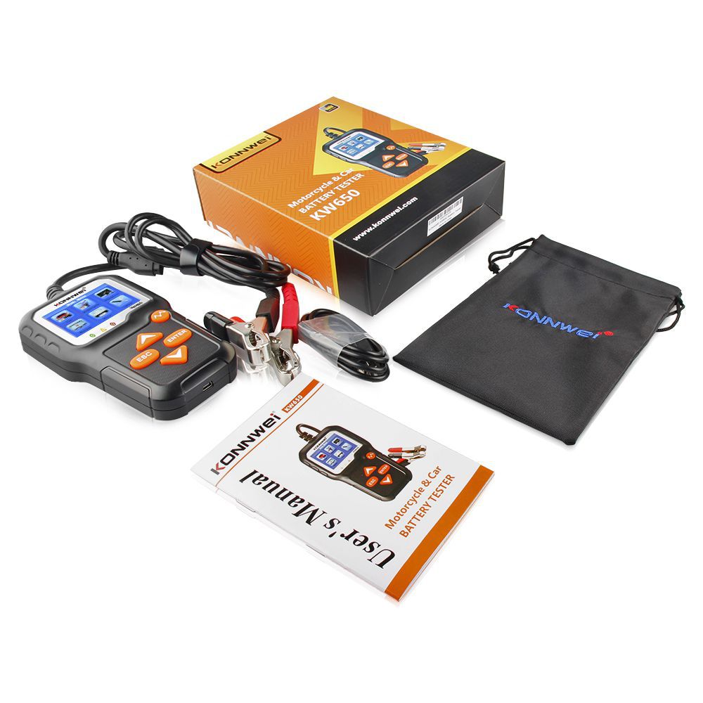 KONNWEI KW650 Car Motorcycle BatteryTester 12V 6V Battery System Analyzer 2000CCA Ladekrankprüfwerkzeuge für das Auto