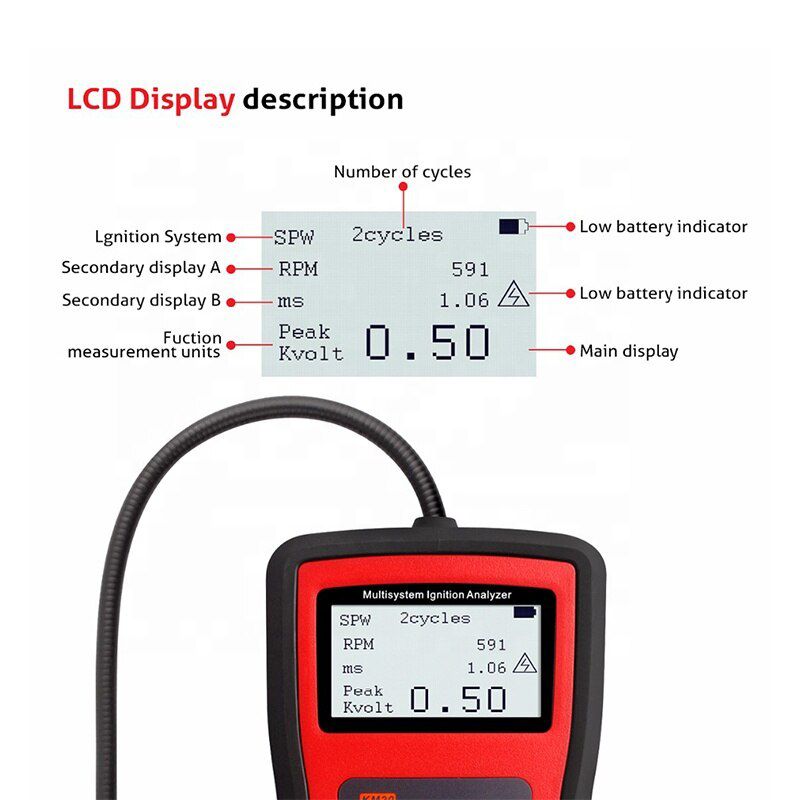 KZYEE KM20 Multi-System-Zündanalytiker Messung RPM Spark Volt Spark Burn Time Car Spark Plug Tester Spark System Check