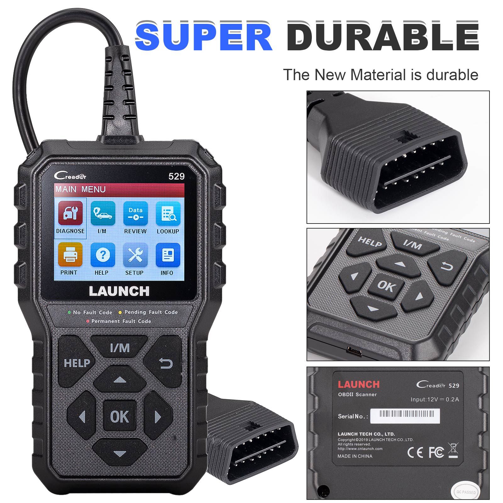 LAUNCH CR529 OBD2-Scanner-Diagnosewerkzeug, vollständige OBD2-Scanner-Sicherung, offene Codes, Ein-Klick-I/O, für DIYers mit Autos nach 1996