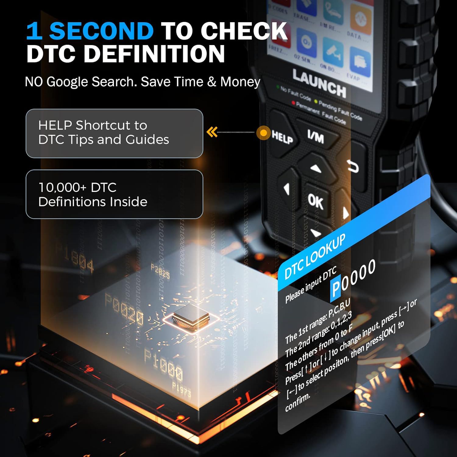 LAUNCH CR529 OBD2-Scanner-Diagnosewerkzeug, vollständige OBD2-Scanner-Sicherung, offene Codes, Ein-Klick-I/O, für DIYers mit Autos nach 1996
