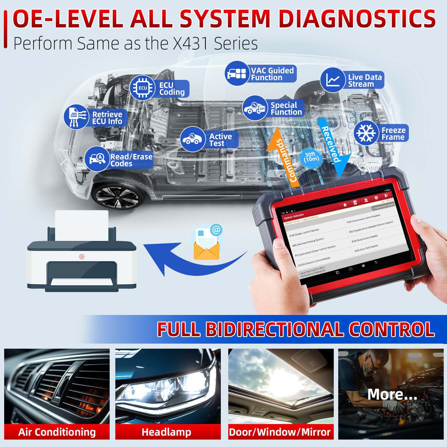 Starten Sie X431 CRP919E BT Auto Diagnosewerkzeug DBScar VII VCI Auto OBD OBD2 Scanner Aktive Test ECU Codierung CANFD DOIP 31+ Reset Services