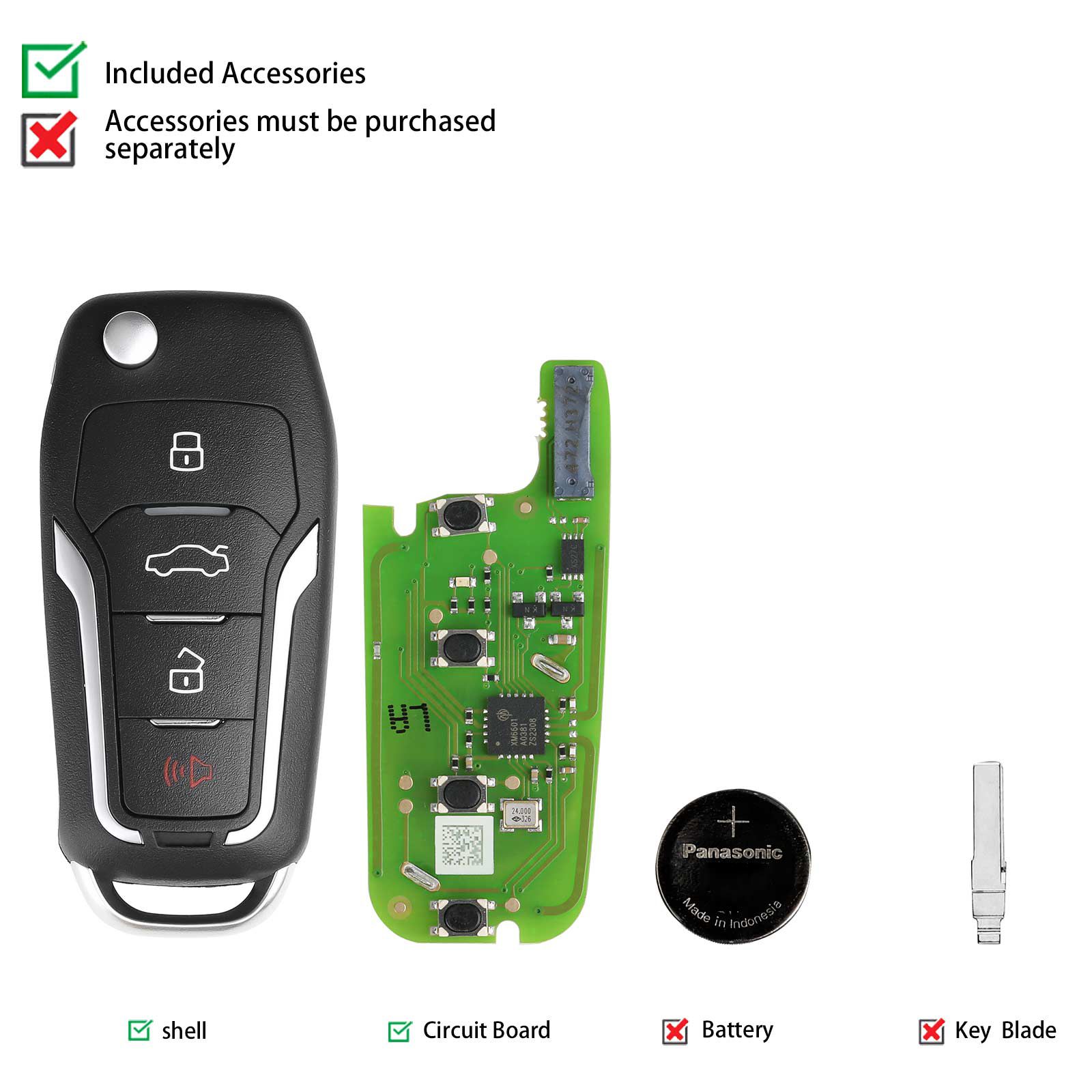 Start LE4-FRD-01 LE-Ford Super Chip Smart Key (Faltbare 4 Tasten) 5pcs/lot
