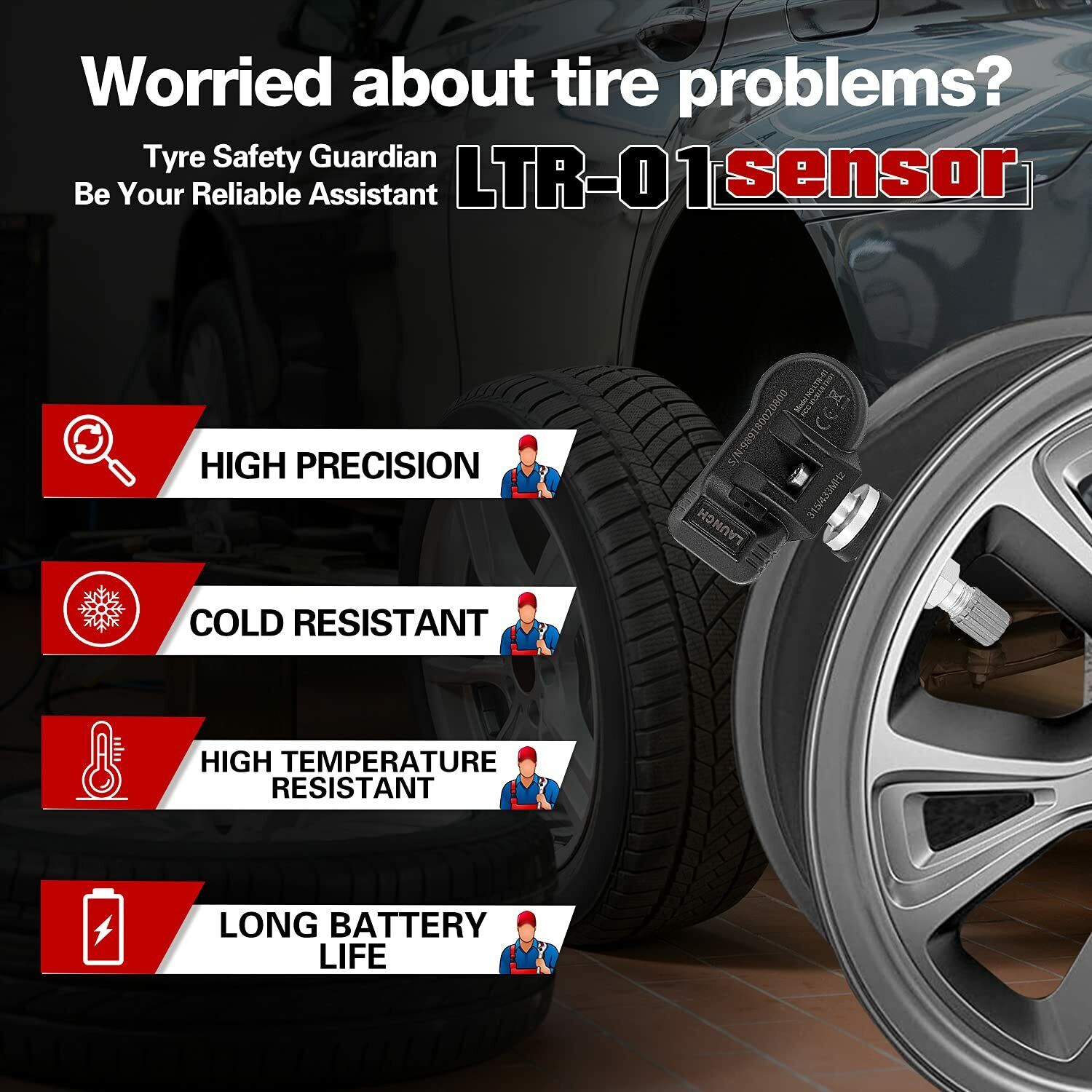 LAUNCH LTR-01 RF-Sensor 315MHz & 433MHz 2 in 1 TPMS-Sensorwerkzeug programmierbar