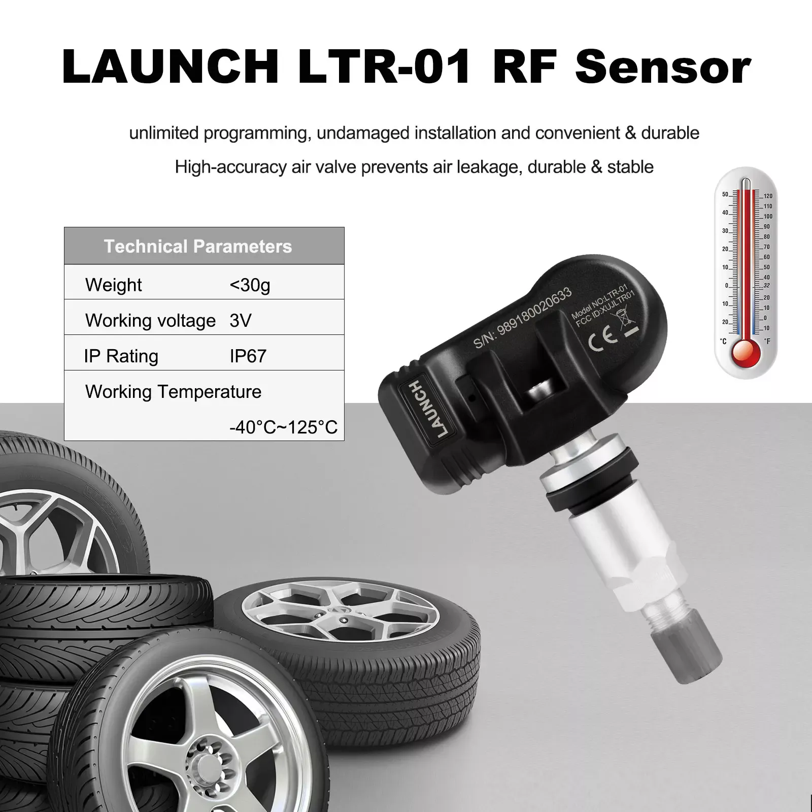 LAUNCH LTR-01 RF Sensor 315MHz & 433MHz TPMS Werkzeug Metall & Gummi