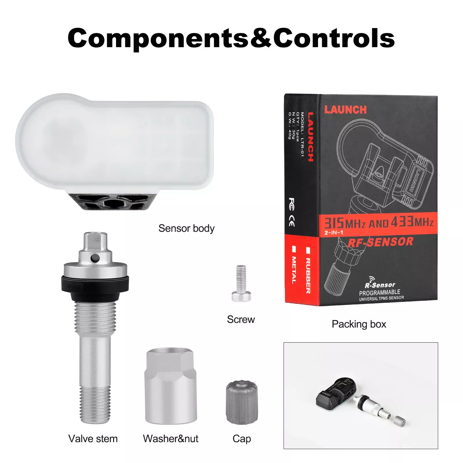 LAUNCH LTR-01 RF Sensor 315MHz & 433MHz TPMS Werkzeug Metall & Gummi