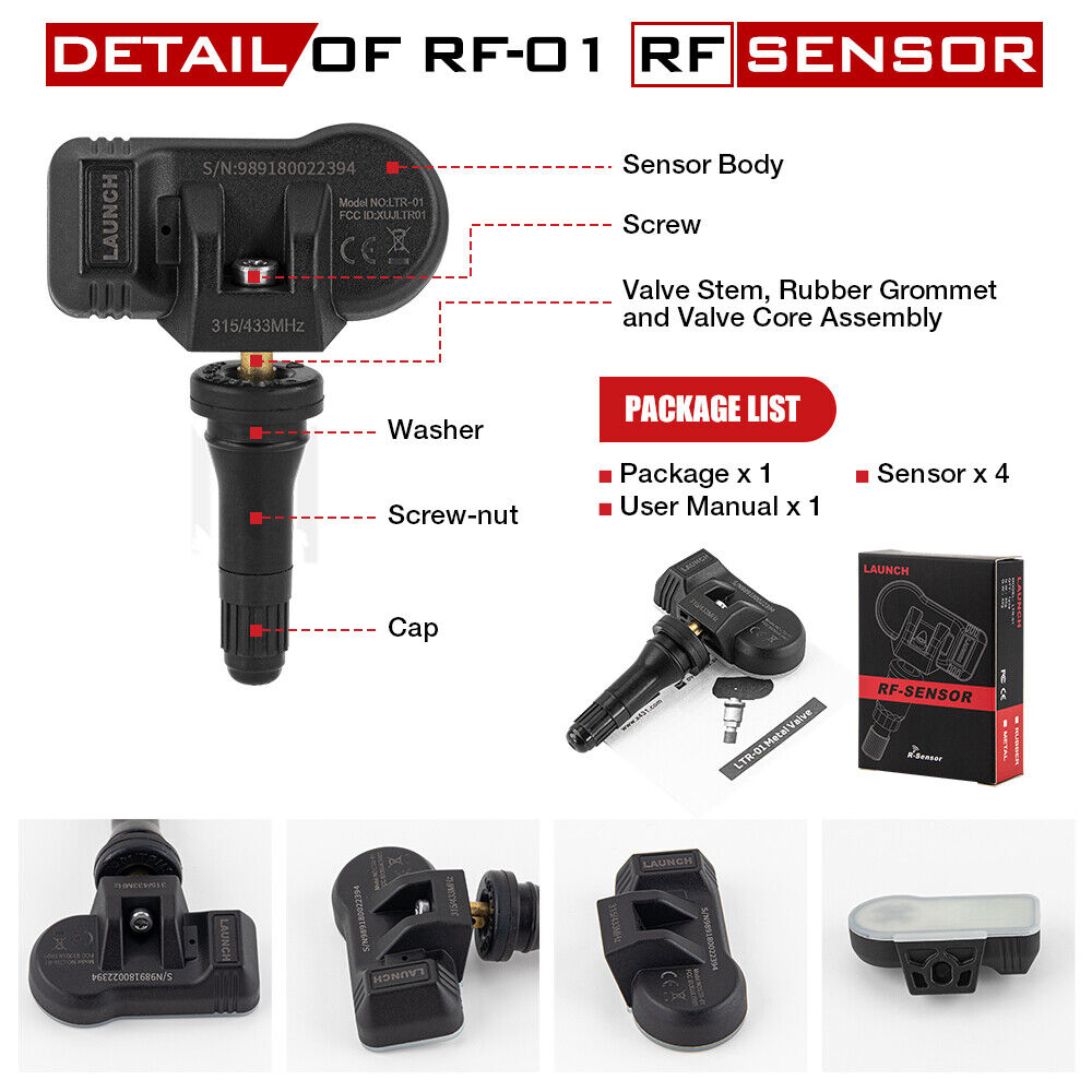LAUNCH LTR-01 RF Sensor 315MHz & 433MHz TPMS Werkzeug Metall & Gummi