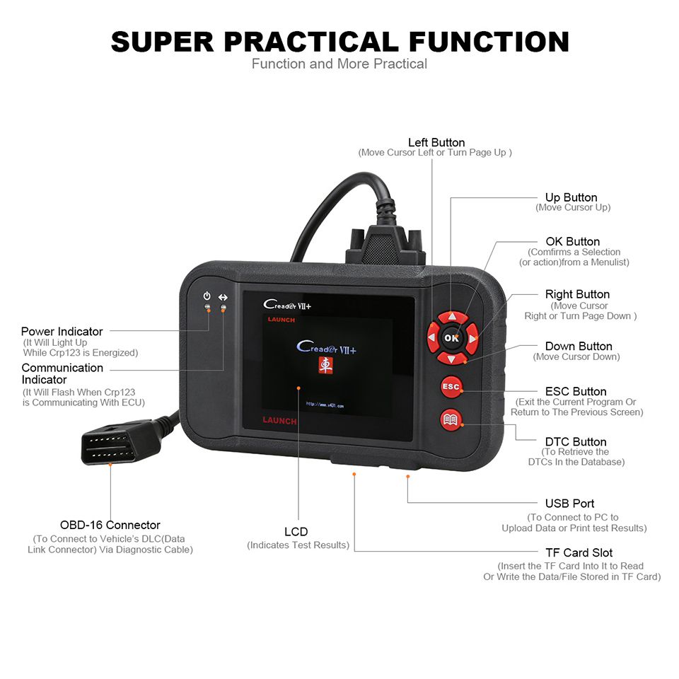 Starten Sie X431 Creader VII + (CRP123) Multi Language Diagnostic Instrument