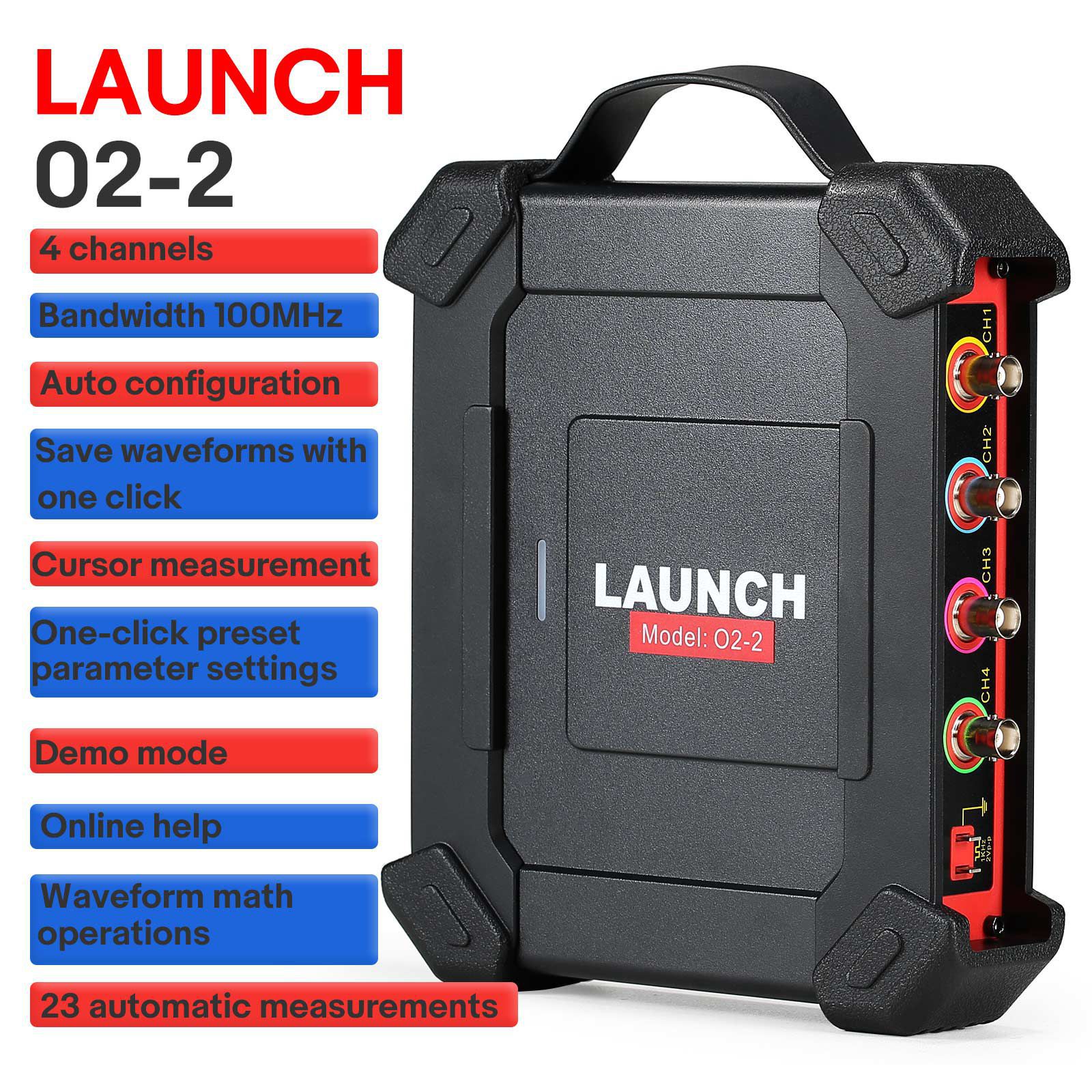 LAUNCH X431 O2-2 Scope Box Oszilloskop 4-Kanäle 100MHz USB DC Automobil Oszilloskope arbeiten mit PRO3S+ V5.0/PAD V/PAD VII