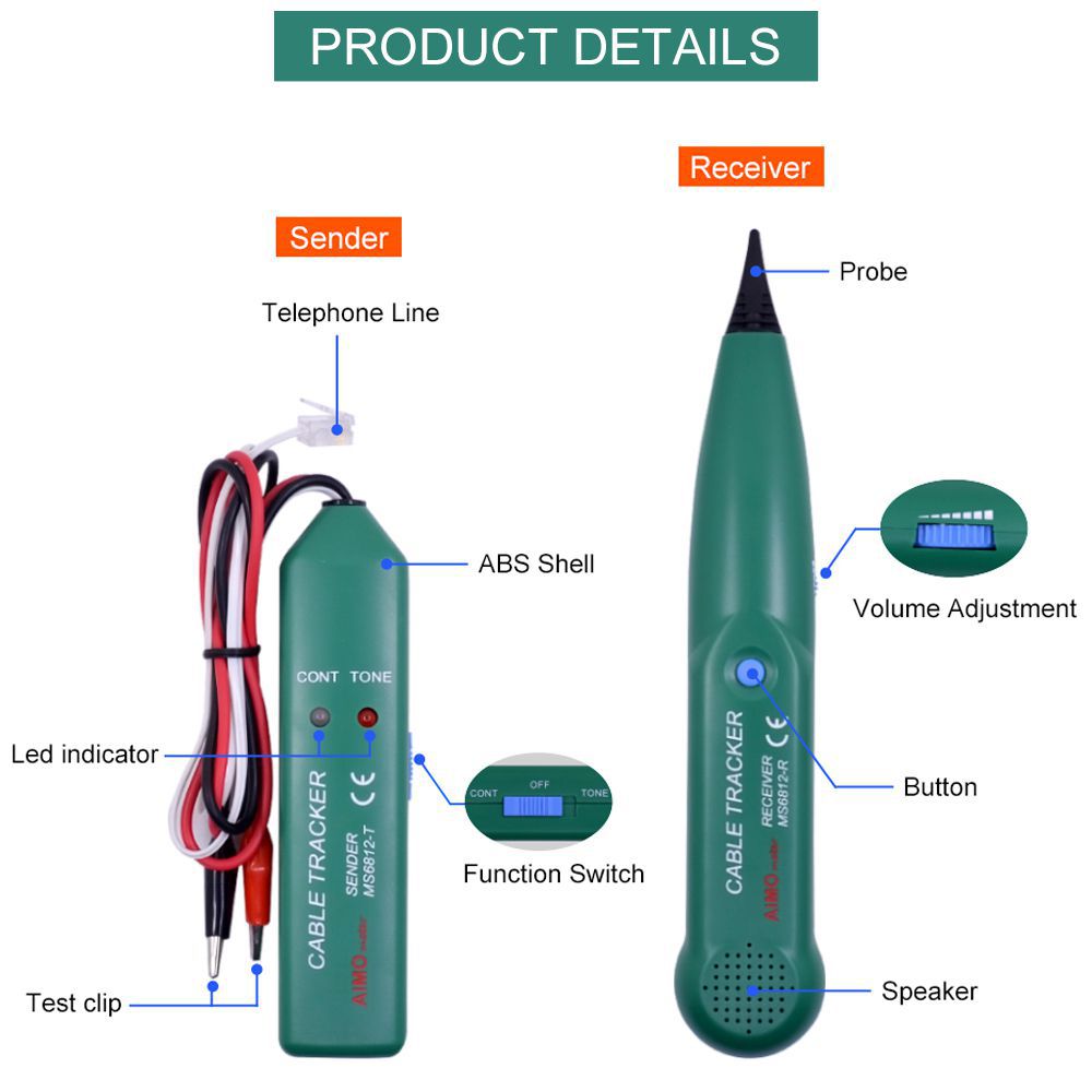 MS6812 Cable Tracker Tester Professional Line LAN Detektor Telefon Wire Tracer Haltepunkt Detektor