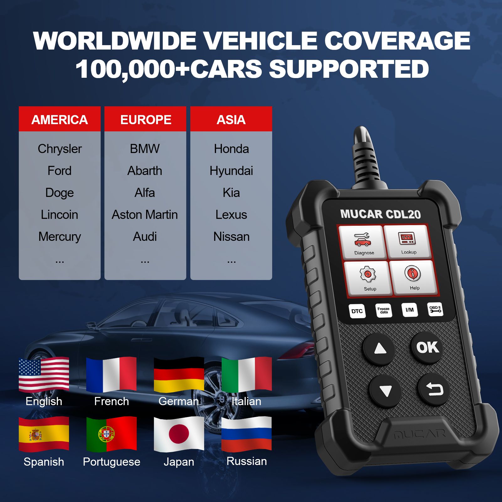 MUCAR CDL20 OBD2 Scanner Auto Engine Fault Code Reader EOBD CAN Diagnose Scan Tool für alle OBD II Protokoll Autos seit 1996