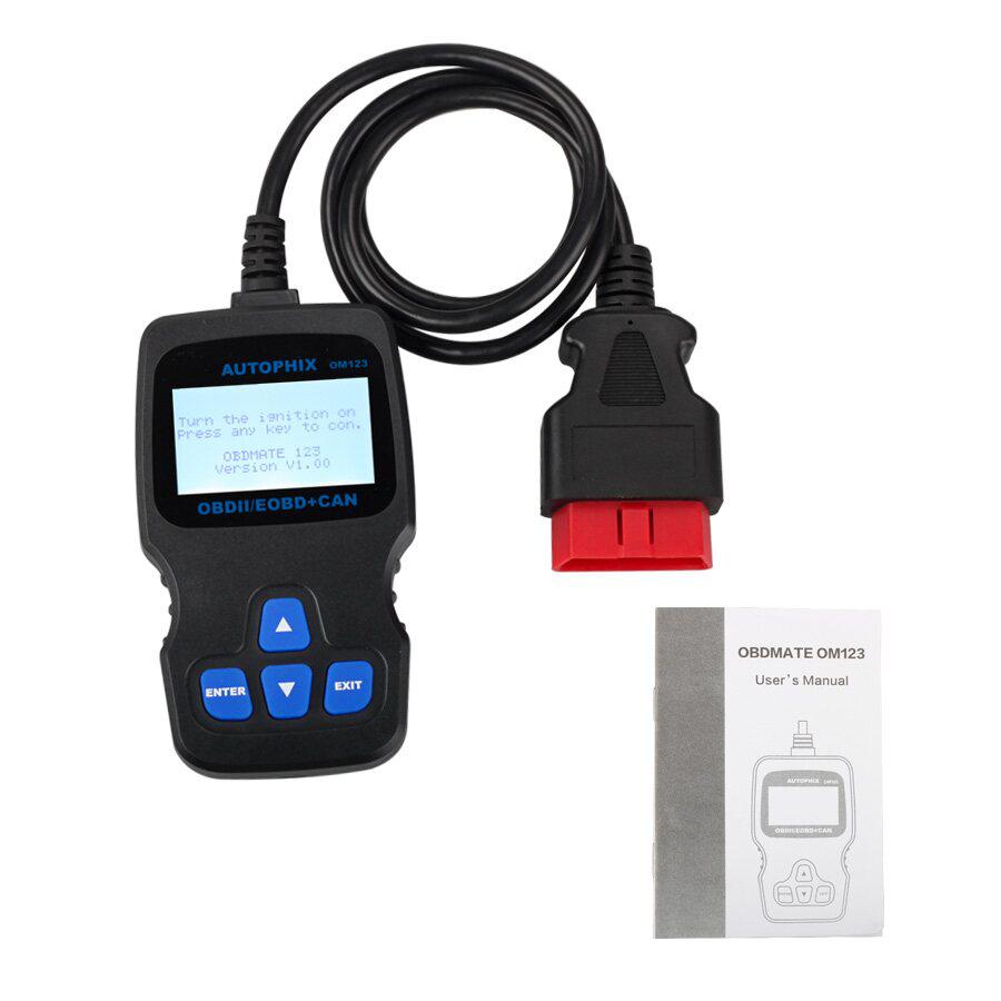 Neue Ankunft OM123 OBD2 EOBD CAN Hand held Engine Code Reader Multi Language (Black Color)