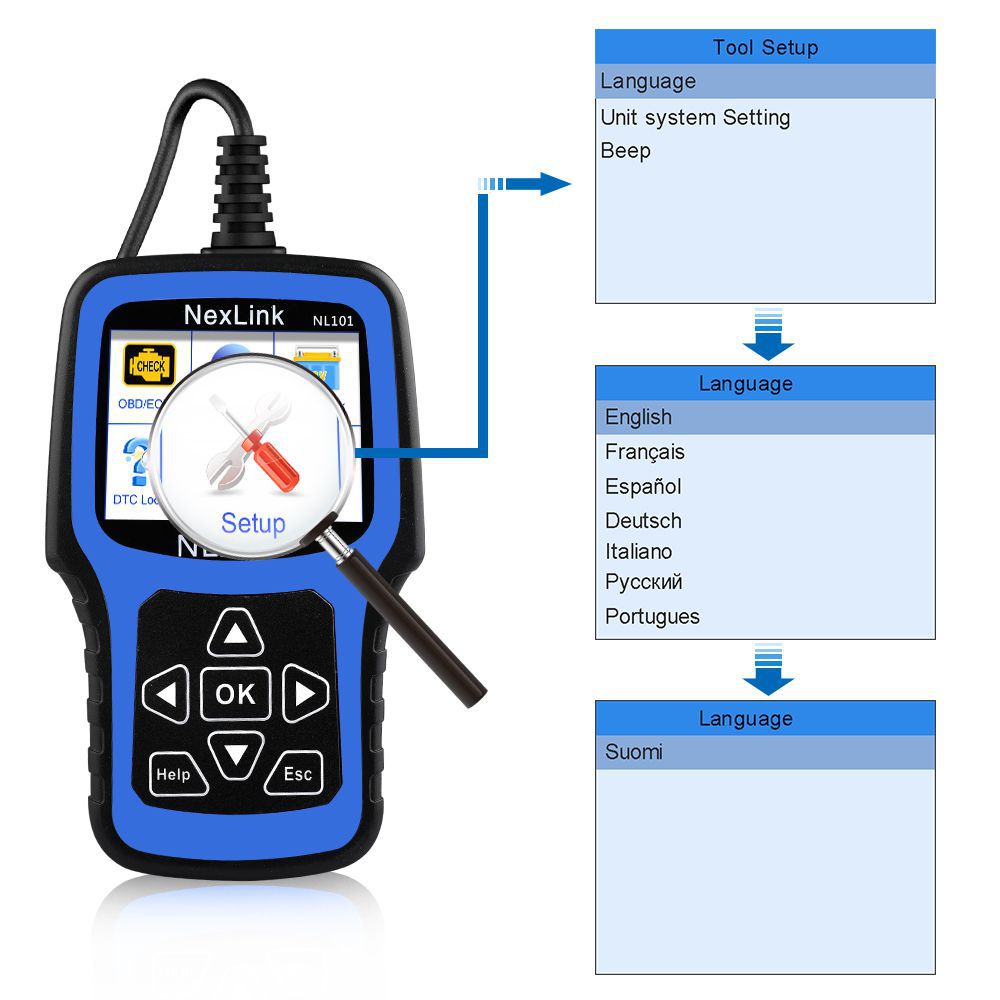 NEXAS NL101 OBD2 Automotive Scanner Engine EVAP Akku OBDII Scanner