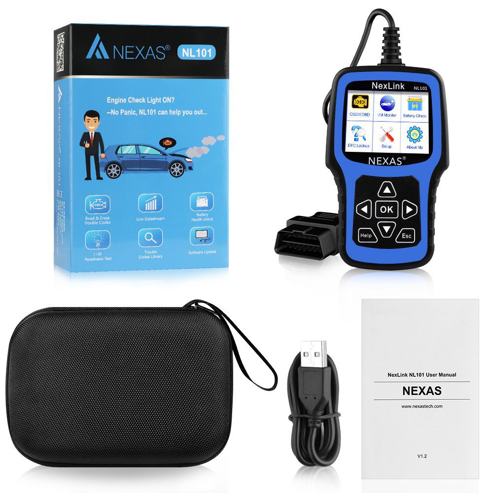 NEXAS NL101 OBD2 Automotive Scanner Engine EVAP Akku OBDII Scanner