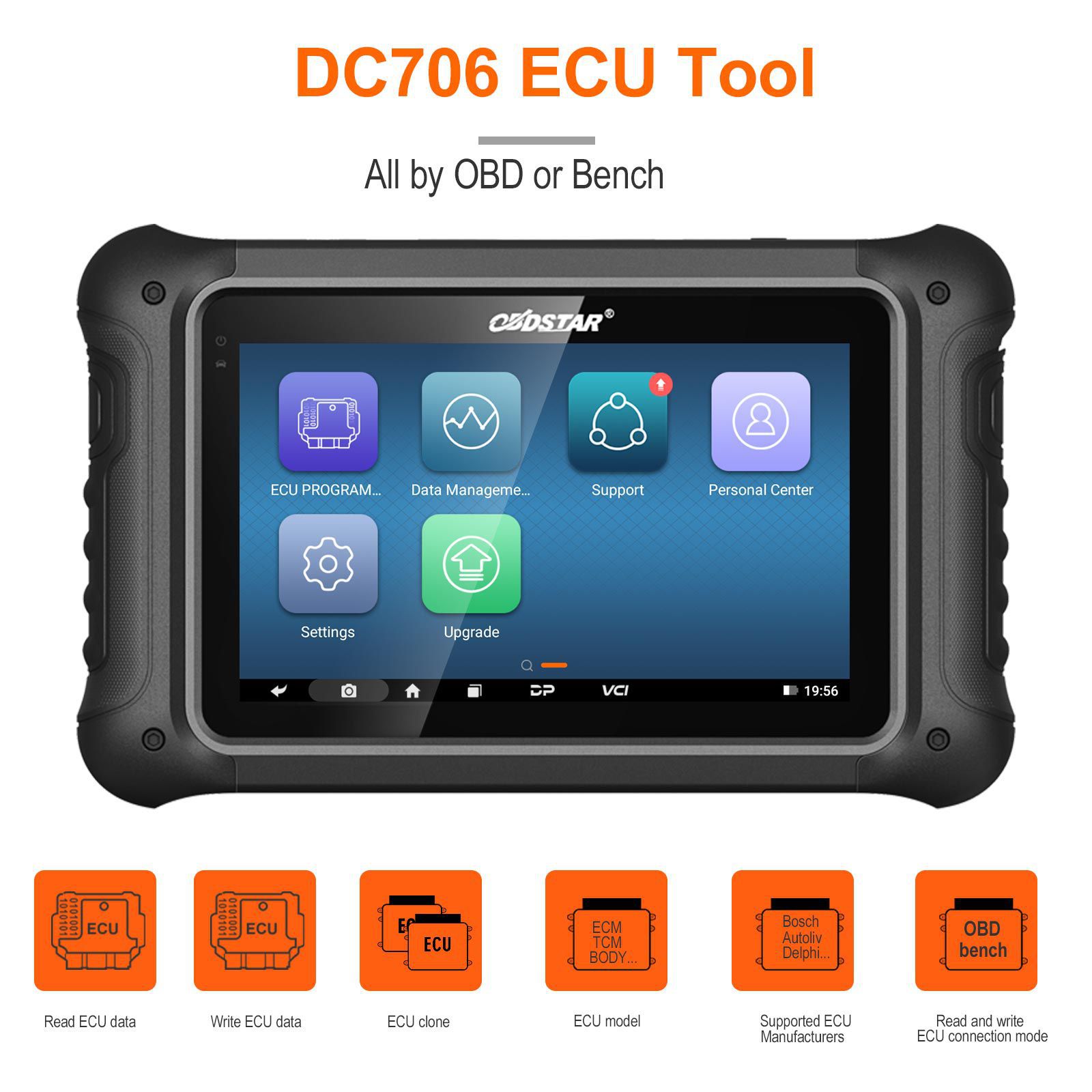 OBDSTAR DC706 ECU Tool Vollversion Plus P003 Adapter und ECU Bench Kabel zum Lesen BOSCH ECU Daten CS PINCODE ECU Clone/Alle durch OBD oder Bank