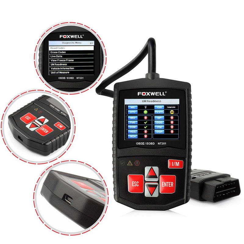 Original Foxwell NT201 Universal OBD2 EOBD CAN Scanner Automotive Engine Code Reader Scan Diagnostic Tool Car OBDII OBD 2 Scanner