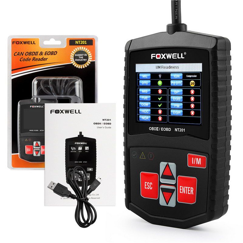 Original Foxwell NT201 Universal OBD2 EOBD CAN Scanner Automotive Engine Code Reader Scan Diagnostic Tool Car OBDII OBD 2 Scanner