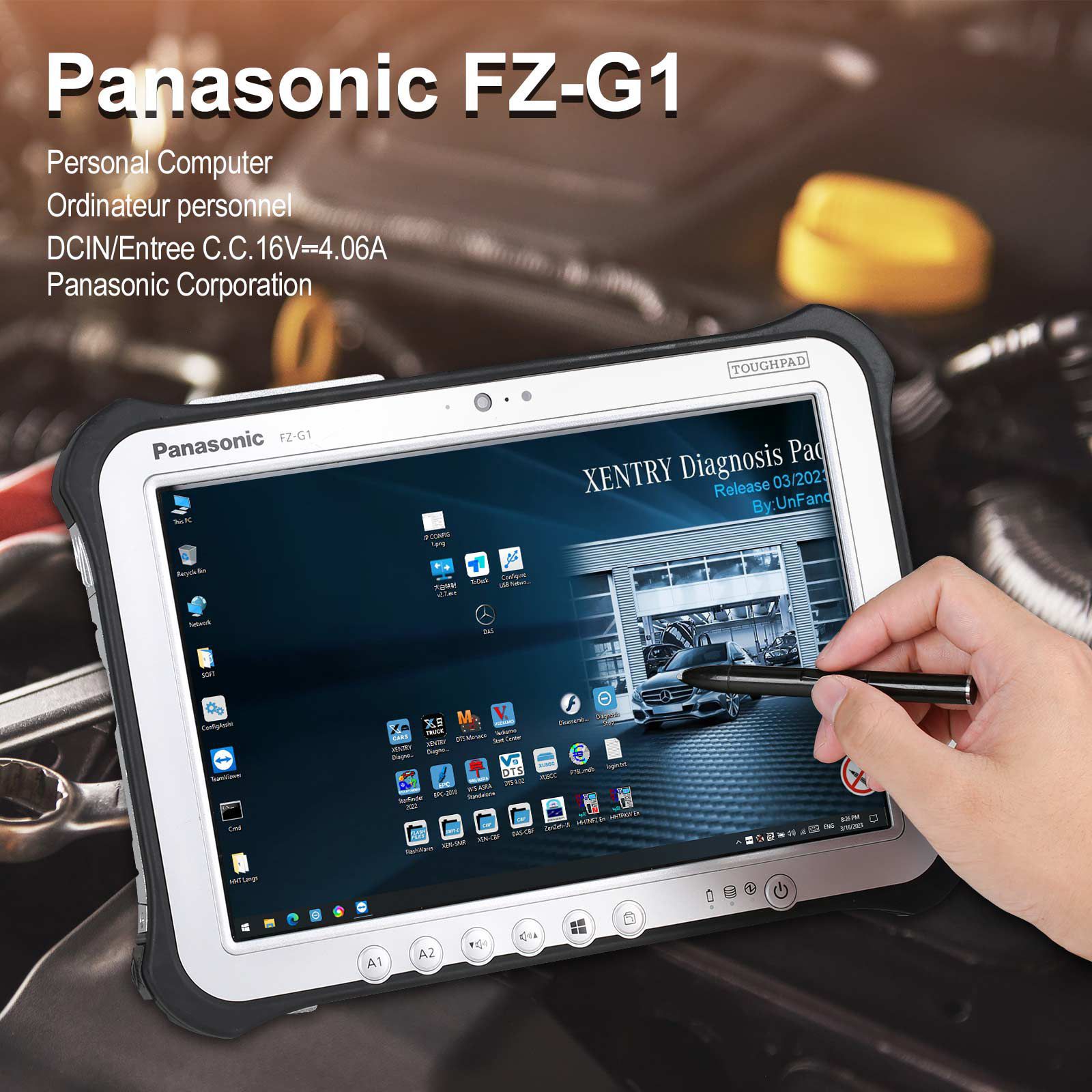 100% Original Panasonic FZ-G1 I5 3rd Generation Tablet 8G mit V2023.3 MB Star 256G SSD WIN10 64Bit einsatzbereit installiert