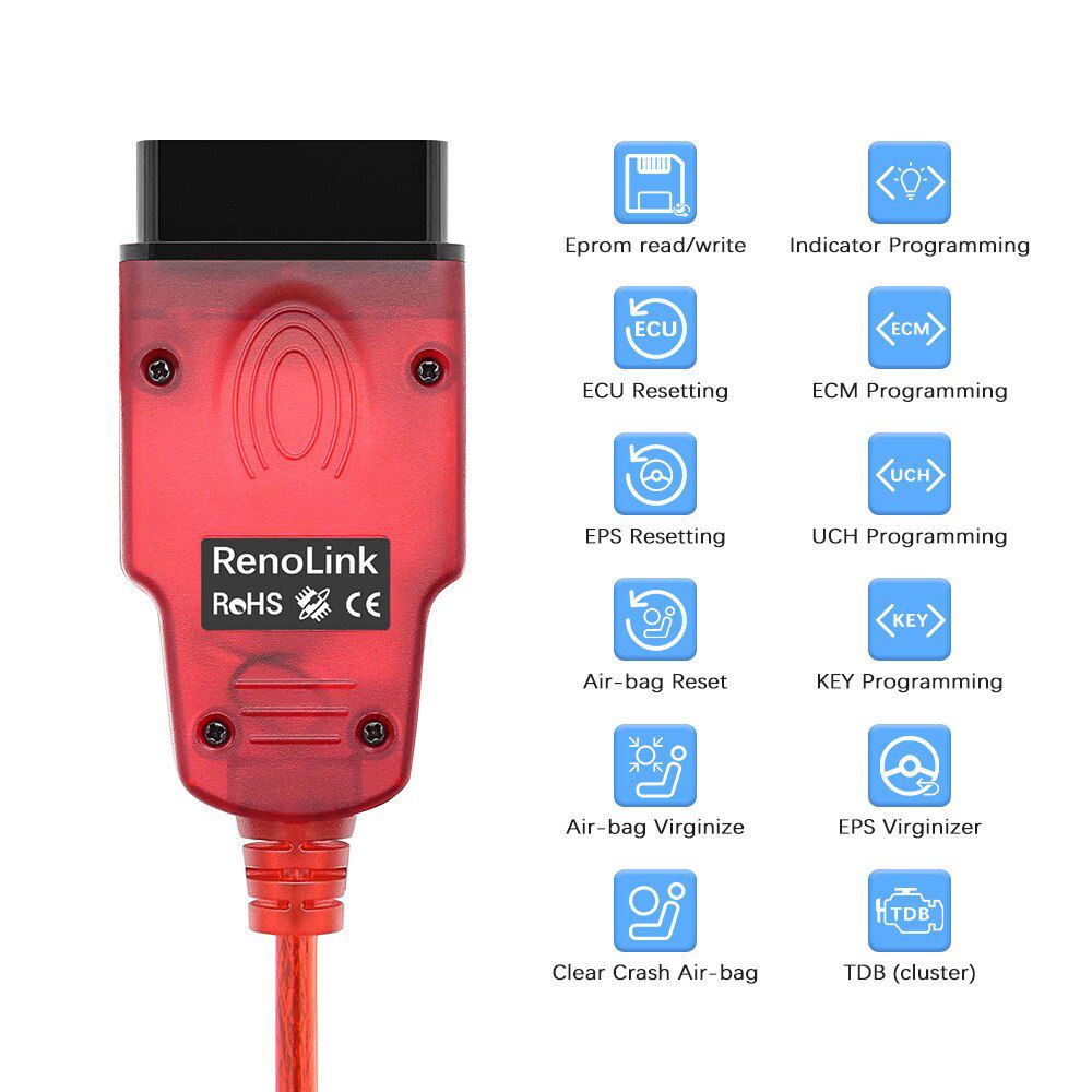 Renolink OBD für Renault ECU Programmierer V1.99 OBD2 Airbag Reset OBD 2 OBD2 Auto Diagnosewerkzeug ECM UCH Schlüsselprogrammierer